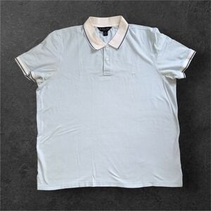 Brooks Brothers Mens XXL Blue Original Fit Tipped Pique Polo Shirt Short Sleeve